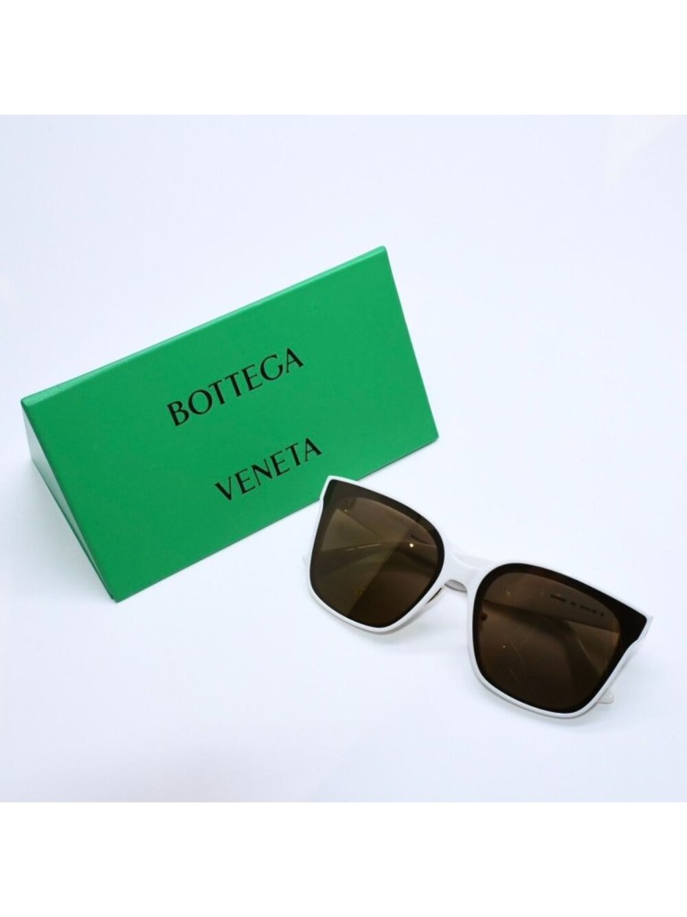 Bottega Veneta Butterfly Shape Square Sunglasses 15 145 White Brown Eyewear